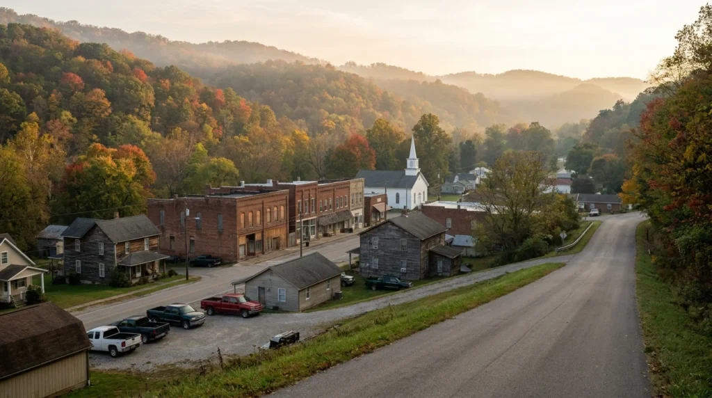 Small town in the hills of Appalachian southern Ohio, where county poverty rates are the highest in the state